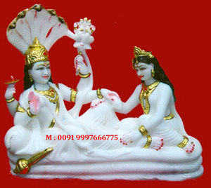 Murti de Mármol Blanco de Vishnu y Laxmi - Product Image 4