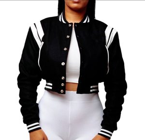 Custom Best Breathable <b>Top</b> Quality Women Varsity Jacket Hot Selling Women Cropped Wool Varsity Jacket - Product Image 2