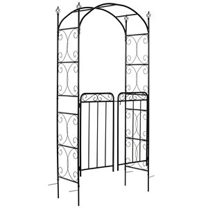 Arco de jardín metálico de 84 pulgadas, arco de jardín para plantas trepadoras, decoración para ceremonias de boda, arco y puerta elegantes y florales - Product Image 1