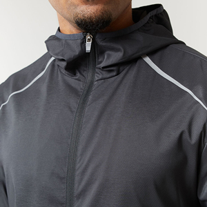 Ensemble de survêtement unisexe personnalisé pour homme, coupe-vent zippé, effet froissé, respirant, à manches longues, en nylon et polyester, avec empiècements - Product Image 4