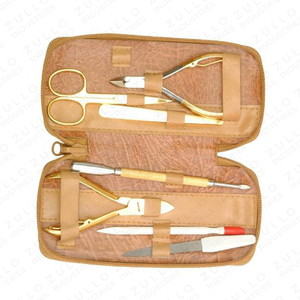Wholesale Premium Stainless Steel Manicure <b>Pedicure</b> Kit Multi Color Leather Case Grooming Nail Care Set OEM Private Label - Product Image 6