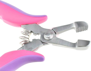 Alicates Profesionales en Forma de D con Mangos Rosas y Morados, Agarre Ergonómico, Acero Inoxidable de Grado Quirúrgico, Herramientas para Extensiones de Cabello - Product Image 2
