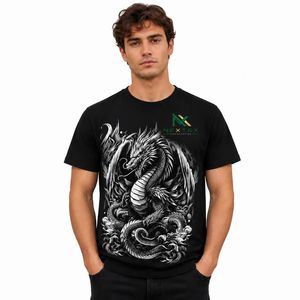 เสื้อยืดโอเวอร์ไซส์ลายมังกรญี่ปุ่นสำหรับผู้ชาย เสื้อยืดลำลองสไตล์ฮิปฮอปสตรีทแวร์สำหรับฤดูร้อน เสื้อผ้ากราฟิกผ้าฝ้ายระบายอากาศได้ดี - Product Image 1