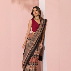 Sari en polyester imprimé pour femme, séchage rapide, sans plis, décontracté, pour fêtes, Diwali, vêtements ethniques traditionnels, tenue drapée - Product Image 1