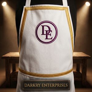 Tablier maçonnique personnalisé en toile de coton blanc avec bordure en velours marron et broderie de couronne de laurier en fil d'argent, Régalia maçonnique - Product Image 4