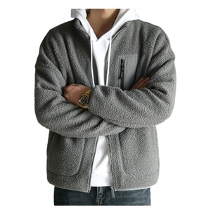 Manufacturer Thick Soft Warm Winter Coat Stand Collar Solid Color Custom <b>Mens</b> <b>Sherpa</b> Fleece <b>Jackets</b> - Product Image 4