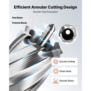 Set di frese anulari 4 pz. con codolo Weldon, kit punte HSS per trapano magnetico, profondità di taglio 1 pollice, diametro 1 pollice, 2 punte per trapani a base magnetica - Product Image 4