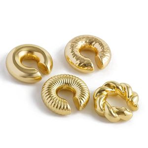 1 paio di orecchini a clip leggeri a forma di C, colore oro e argento, lisci e circolari, per donna, orecchini a cerchio alla moda senza piercing - Product Image 4