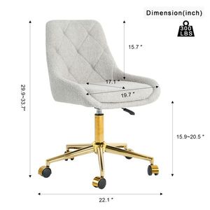 Chaise de salle à manger moderne et confortable avec pieds dorés, chaise de bureau en velours Teddy à cinq griffes plaquée or avec toucher doux - Product Image 4