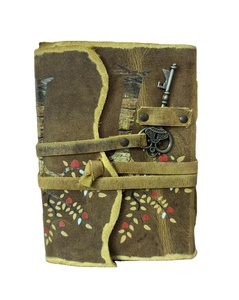 Carnet de notes/journal en cuir antique fait main, design Arbre de Vie vintage, reliure promotionnelle en papier, avec bord festonné - Product Image 5