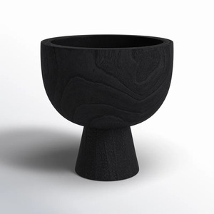 Tazón de madera de diseño minimalista con acabado negro tallado para servir alimentos, regalos, decoración del hogar, sin recubrimiento, artesanía, decoración del hogar - Product Image 1