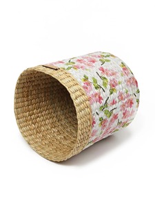 Panier en jonc de mer peint avec des motifs floraux, panier de rangement fait main, vente en gros, écologique, fabriqué au Vietnam - Product Image 4