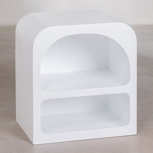 Modern White Wooden Nightstand Irregular Side <b>Table</b> Bedroom <b>End</b> <b>Table</b> <b>Storage</b> Shelf - Product Image 2