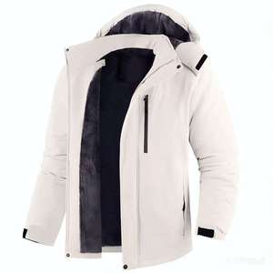 <b>Men's</b> <b>Soft</b> <b>Shell</b> Windbreaker <b>Jacket</b> with Zipper and Letter Pattern for Outdoor Hiking and Mountaineering - Product Image 4