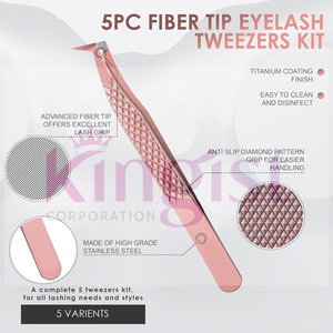 Set of 6 Eyelash Extension Tweezers Stainless Steel Lash Picking Remover and Lash Clip <b>Tool</b> for Professional and Home Use - Product Image 3