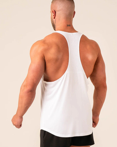 Men's Custom Made <b>White</b> Color Gym Wear <b>Tank</b> <b>Tops</b> Breathable Quick Dry Polyester Mesh Solid Pattern 180 Grams High Street Front - Product Image 3