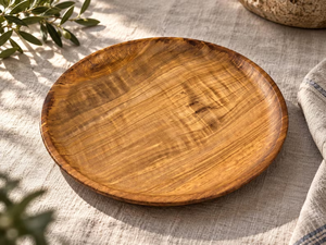Plato de Madera Rústico, Plato para Servir Hecho a Mano, Plato de Madera Natural, Plato Grande de Madera para la Cena - Product Image 6