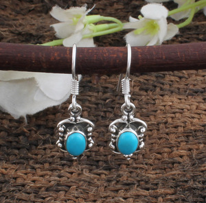 Auténticos Pendientes de Turquesa Natural, Plata de Ley 925, Gema Azul Sleeping Beauty, Joyería Dominicana Genuina al por Mayor - Product Image 4