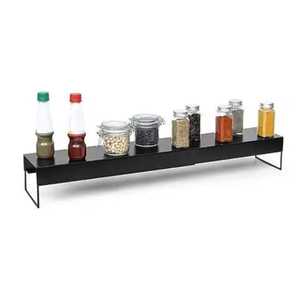 Estante Ajustable y Extensible de Metal Negro para Especias, Estante de Almacenamiento de un Solo Nivel para Encimera de Cocina, Soporte para Botellas de Condimento - Product Image 1