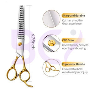 Service OEM ODM de qualité supérieure, nouvelle arrivée, ciseaux à cheveux tendance pour la création de styles, avec dents affûtées pour un mélange de cheveux lisse. - Product Image 5