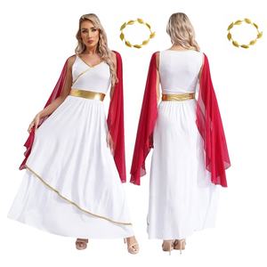 Costumes de reine romaine grecque ancienne pour femmes garnitures d'or robe Toga avec guirlande couvre-chef pour les carnavals de scène de discothèque - Product Image 2