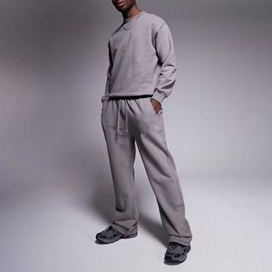Ensemble de survêtement décontracté pour homme, gris uni, avec sweat à capuche et pantalon de survêtement à cordon de serrage, coupe régulière, deux pièces, léger et à séchage rapide - Product Image 6