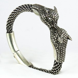 Pulseras de Plata de Ley 925 con Doble Cabeza y Patrón de Amantes, Estilo Bohemio Cristiano, Unisex, Gran Venta, Nuevo Diseño 2022, Joyería - Product Image 1