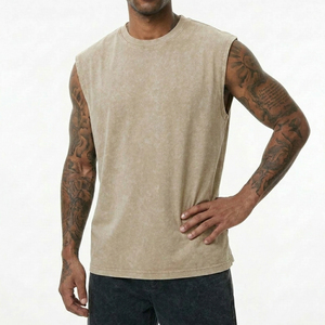 Men's <b>White</b> Cotton <b>Tank</b> <b>Top</b> O-Neck Solid Color Vintage Breathable Beading Casual Knitted Sleeveless Shirt - Product Image 6