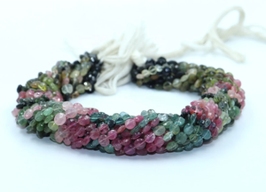 Cuentas de forma de moneda facetadas de turmalina múltiple natural Cuentas de turmalina de 3mm - Product Image 2