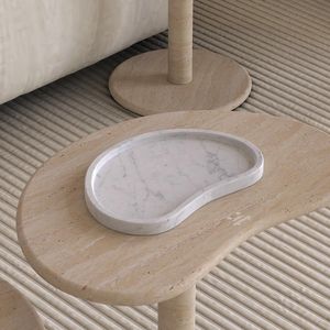 Bandeja de Mármol Travertino con Forma de Luna Única, Bandeja Decorativa de Piedra de Lujo, Organizador para Mesa de Centro, Decoración Moderna para el Hogar, Tendencia Nueva - Product Image 2
