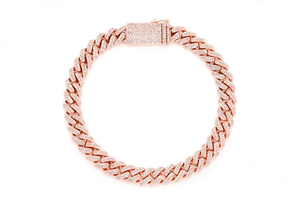 Bracelet chaîne pour homme plaqué or rose, micro-incrustation de diamants taille brillant rond, luxe pour usage quotidien - Product Image 1