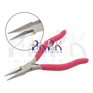 Alicates de punta de cadena de acero inoxidable de 125 mm con mordazas lisas, mango de espuma mate con resorte, para manualidades, fabricación de joyas, pesca, crimpado y circlips - Product Image 1