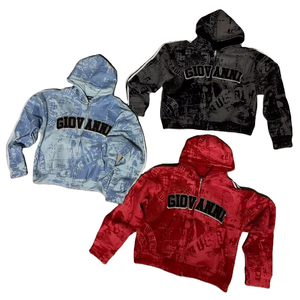 Sweat à capuche basique 100 % coton épais personnalisable avec broderie et design épaissi aux épaules pour homme - Product Image 1
