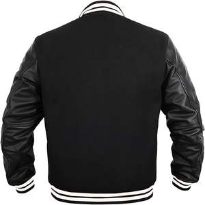 Veste de baseball varsity en laine sur mesure de haute qualité pour homme avec manches en cuir et patchs brodés - Product Image 2