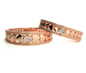 925 Sterling Silver Rose Gold Plated Heart Pattern <b>Couple</b> <b>Rings</b> - Product Image 1