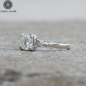 Anillo de Compromiso Charm_Jewells con Moissanita Corte Princesa, Plata 925, Engaste de Garras, Clásico, para Mujer - Product Image 6