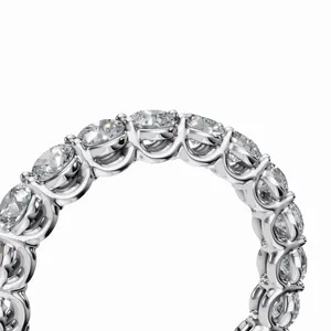 Anillo de Diamantes con Certificación IGI y Claridad VVS, Anillo de Diamantes de Oro Blanco Cultivados en Laboratorio, Corte Redondo, Banda de Eternidad para Mujer - Product Image 5