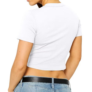 Camiseta Corta para Mujer, Tejido Suave de Primera Calidad, Cuello Redondo, Manga Corta, Ajustada y Elástica, Top Básico de Verano - Product Image 2