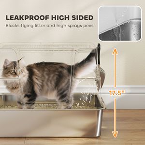 "Stainless Steel Cat Litter Box with PP Cover for Easy Cleaning & Large Capacity (Eco-Friendly & <b>Abs</b>)" - Product Image 6