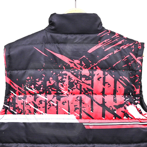 Men's Puffer <b>Vest</b> Stand Collar Zipper Closure Windproof Winter Sporty Printed <b>Black</b> Red Pattern Thick Polyester Wadding Premium - Product Image 5