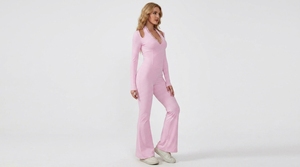 Combinaison une pièce à manches longues pour femme, jambe évasée, extensible, décontractée, fitness, mode, vêtements personnalisés - Product Image 2