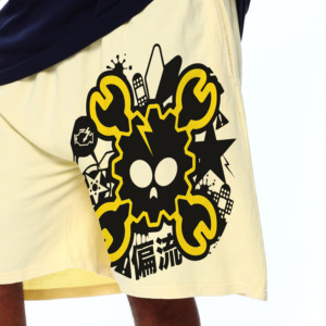 Shorts Bermuda pour Homme à Imprimé Cartoon, Taille Mi-Haute, Style Décontracté, Tissu Coton, Taille Élastique, Logo Avant - Product Image 3