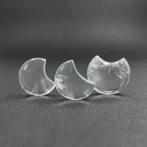 Cabochon en quartz cristal naturel transparent, pierre lune croissante non montée pour la fabrication de bijoux - Product Image 4