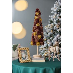 Decorazione Natalizia da Tavolo a Forma di Albero Alto 22x22x80 cm, Elegante Decorazione da Tavolo Ispirata al Caffè per le Festività - Product Image 4