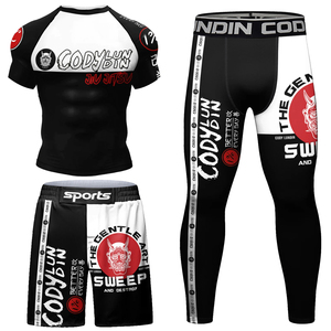 Premium <b>Compression</b> Rash Guard Set Unisex Athletic Gym Wear Breathable Quick Dry Long Sleeve <b>Shirt</b> Trousers UPF50+ Fitness - Product Image 4