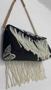 Elegant Fashion Square Beaded Fringe Shoulder Bag Embroidered Evening Purse for <b>Wedding</b> Party Cocktail and Events - Product Image 3