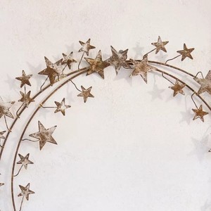 Magical Star <b>Wreath</b> Featuring A Double Hoop <b>Wire</b> Frame Adorned With Glittery Distressed Stars And Interwoven Fairy Lights - Product Image 4