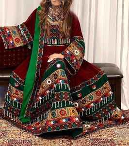 Robe ethnique fantaisie pour femme en mousseline de soie respirante, broderie artisanale Kuchi vintage afghane en dentelle, Salwar Kameez, logo personnalisé - Product Image 5