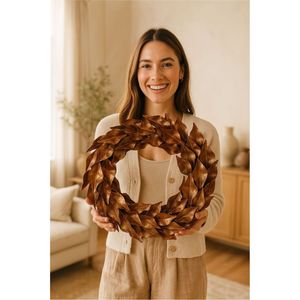 OEM Handmade Bronze Leaf Decorative Wall Wreath Luxury Autumn Harvest Door Hanging <b>Garland</b> Holiday Party Indoor Home <b>Decoration</b> - Product Image 1