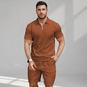 2026 Wholesale Summer Men's Casual Shorts <b>Set</b> Plain Color Solid 100% Cotton Jersey Quick Dry Knitted Customized Logo <b>Twin</b> <b>Set</b> - Product Image 3